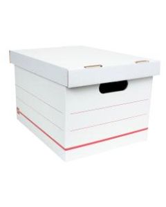 Office Depot Brand Standard-Duty Corrugated Storage Boxes, Letter/Legal Size, 15in x 12in x 10in,  60% Recycled, White/Red, Case Of 15