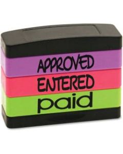 U.S. Stamp & Sign Stamp Message Stack Set, "APPROVED, ENTERED, PAID", Assorted Colors