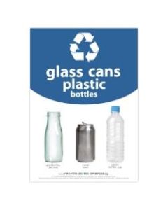 Recycle Across America Glass, GCP-1007, Cans And Plastics Standardized Recycling Label, 10in x 7in, Blue