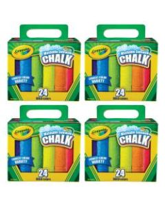 Crayola Washable Sidewalk Chalk, Assorted Colors, 24 Pieces Per Box, Pack Of 4 Boxes