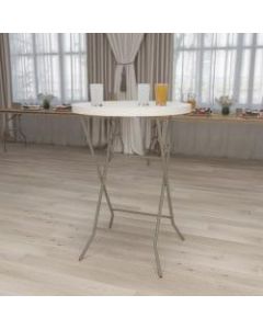 Flash Furniture Round Plastic Bar Height Folding Table, 43-1/2inH x 31-1/2inW x 31-1/2inD, Granite White