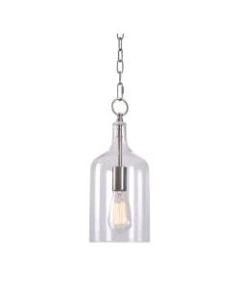 Kenroy Home Capri 1-Light Mini Pendant Light, Clear Shade/Brushed Nickel Base