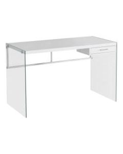 Monarch Specialties Computer Desk With Glass Base, White