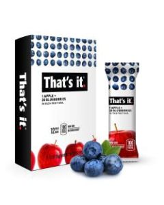 Thats It Fruit Bars, Gluten-Free Apple + Blueberry, 1.2 Oz, Pack Of 12 Bars