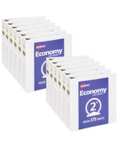 Avery Economy View 3-Ring Binder, 2in Round Rings, White, Pack Of 12