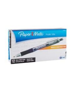Paper Mate Profile Elite Retractable Ballpoint Pens, Bold Point, 1.4 mm, Black Barrel, Black Ink, Pack Of 12