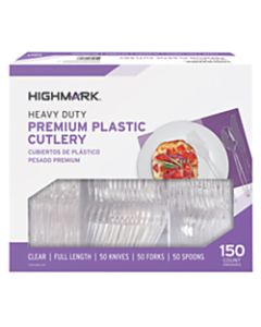Highmark Heavy-Duty Plastic Cutlery, Premium, Clear, Pack Of 150 Utensils