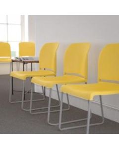Flash Furniture HERCULES Series Full-Back Contoured Stacking Chair With Sled Base, Yellow