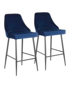LumiSource Marcel Counter Stools, Black/Navy Blue, Set Of 2 Stools