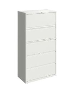 Lorell 36inW Lateral 5-Drawer File Cabinet, Metal, White