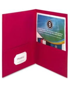 Business Source Letter Pocket Folder - 8 1/2in x 11in - 125 Sheet Capacity - 2 Inside Front & Back Pocket(s) - Paper - Red - 25 / Box