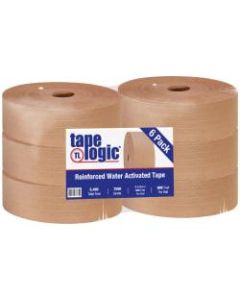 Tape Logic Reinforced Water-Activated Packing Tape, #7500, 3in Core, 3in x 300 Yd., Kraft, Case Of 6