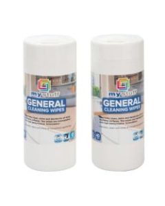 Mind Reader My Stuff All-Purpose Home Disinfecting Wipes, Fresh Lemon, 40 Wipes Per Containers, Pack Of 2 Containers