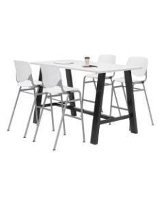 KFI Midtown Bistro Table With 4 Stacking Chairs, 41inH x 36inW x 72inD, Designer White/White