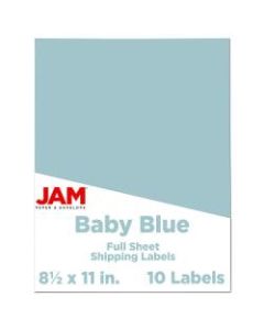 JAM Paper Full-Page Mailing And Shipping Labels, 337628606, 8 1/2in x 11in, Baby Blue, Pack Of 10