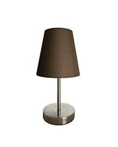 Simple Designs Mini Basic Table Lamp, 10in, Brown Shade/Sand Nickel Base