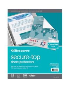 Office Depot Brand Secure-Top Sheet Protectors, 8-1/2in x 11in, Clear, Pack of 25