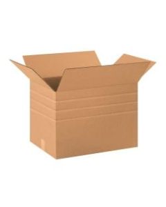 Office Depot Brand Multi-Depth Corrugated Cartons, 20in x 14in x 14in, Scored 12in, 10in, 8in, Kraft, Pack Of 15