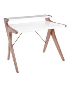 LumiSource Archer 43inW 2-Tier Desk, Walnut/White