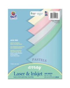Pacon Bond Paper, Letter Size (8 1/2in x 11in), 20 Lb, Assorted Pastel Colors, Ream Of 500 Sheets