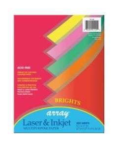 Pacon Bond Paper, Letter Size (8 1/2in x 11in), 24 Lb, Assorted Bright Colors, Ream Of 500 Sheets