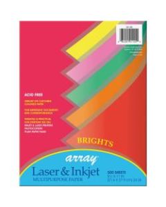 Pacon Bond Paper, Letter Size (8 1/2in x 11in), 24 Lb, Assorted Bright Colors, Ream Of 500 Sheets