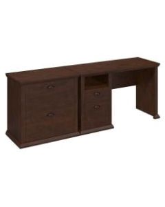 Bush Furniture Yorktown 50inW Home Office Desk And Lateral File Cabinet, Antique Cherry, Standard Delivery