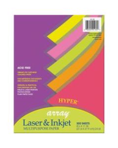 Pacon Bond Paper, Letter Size (8 1/2in x 11in), 24 Lb, Assorted Hyper Colors, Ream Of 500 Sheets