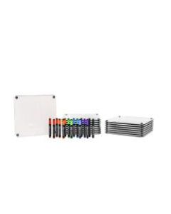 McSquares With Non-Magnetic Dry-Erase Whiteboard Rolling Easel And Markers, 12in x 12in, Metal Frame With Black Finish, Pack Of 16
