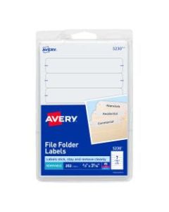 Avery Removable File Folder Labels, 5230, 11/16in x 3 7/16in, White, Pack Of 252