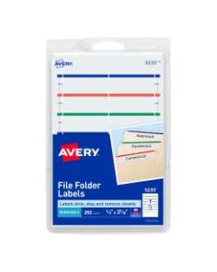 Avery Removable File Folder Labels, 5235, 11/16in x 3 7/16in, Assorted Colors, Pack Of 252