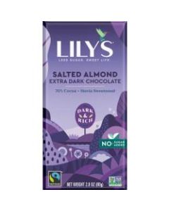 Lilys Salted Almond Extra-Dark Chocolate Bar, 2.8 Oz, Pack Of 12 Bars