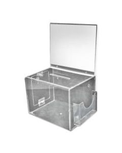 Azar Displays Extra-Large Pedestal Lottery Box With Pocket, 57-3/4inH x 16inW x 16inD, Clear