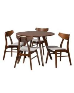 Baxton Studio Timothy Dining Set, 29-1/2inH x 39-7/16inW x 39-7/16inD, Light Gray/Walnut Brown