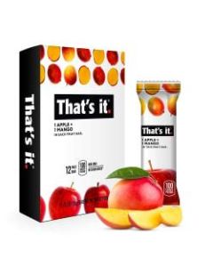 Thats It Fruit Bars, Gluten-Free Apple + Mango, 1.2 Oz, Pack Of 12 Bars