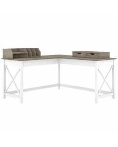 Bush Furniture Key West 60inW L-Shaped Desk With Desktop Organizers, Shiplap Gray/Pure White, Standard Delivery