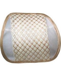 QVS Premium Ergonomic Lumbar Back Support with Woven Pad - Gold, Cream - Mesh Fabric, Steel, Woven