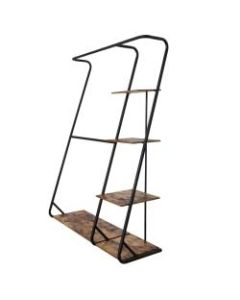 Honey Can Do Rustic Z-Frame Wardrobe With Shelves, 68inH x 48inW x 17-5/16inD, Brown