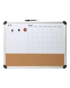 Realspace Magnetic Dry-Erase Whiteboard/Cork Calendar Board, 18in x 24in, Silver Aluminum Frame