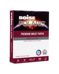 Boise POLARIS Premium Inkjet Paper, Letter Size (8 1/2in x 11in), 97 (U.S.) Brightness, 24 Lb, FSC Certified, Ream Of 500 Sheets