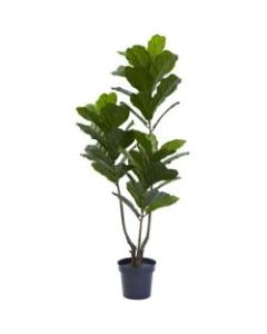 Nearly Natural 65inH UV-Resistant Fiddle Leaf Tree With Plastic Pot, Green