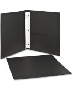 Oxford Twin Pocket 3-hole Fastener Folders - Letter - 8 1/2in x 11in Sheet Size - 85 Sheet Capacity - 3 Fastener(s) - 1/2in Fastener Capacity for Folder - 2 Inside Front & Back Pocket(s) - Leatherette Paper - Black - 25 / Box