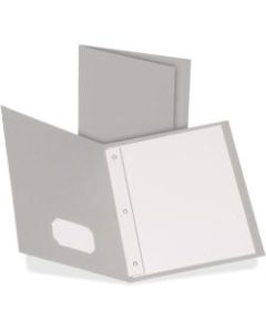 Oxford Twin Pocket 3-hole Fastener Folders - Letter - 8 1/2in x 11in Sheet Size - 3 Fastener(s) - 1/2in Fastener Capacity for Folder - 2 Inside Front & Back Pocket(s) - Leatherette Paper - Gray - Recycled - 25 / Box