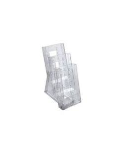 Azar Displays Tiered Modular 3-Pocket Crystal Styrene Brochure Holders, 11 3/4inH x 4 1/2inW x 7inD, Clear, Pack Of 2