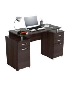 Inval Computer Desk With 4 Drawers, Espresso-Wengue