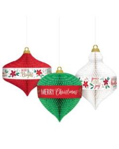 Amscan Traditional Christmas Honeycomb Hanging Decorations, Multicolor, Pack Of 6 Decorations