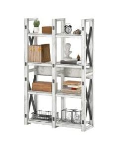 Ameriwood Home Wildwood 8-Shelf Bookcase/Room Divider, Distressed Whitewash