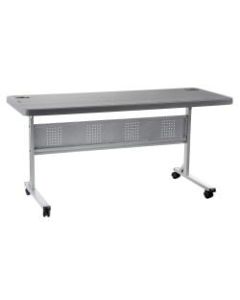 National Public Seating Flip-N-Store Table, 29-1/2inH x 24inW x 60inD, Charcoal Slate