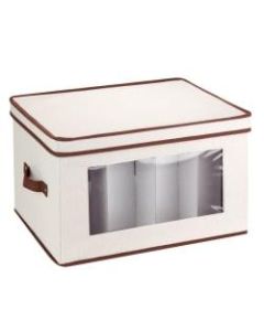 Honey-Can-Do Large Canvas Stemware Storage Chest, Medium Size, Brown/Natural