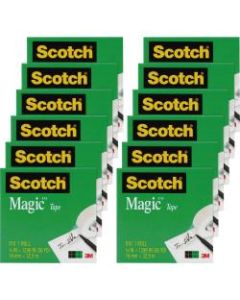 Scotch 3/4inW Magic Tape - 12 yd Length x 0.75in Width - 1in Core - 12 / Pack - Clear